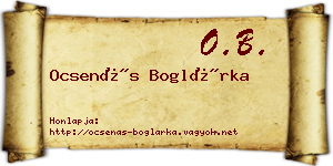 Ocsenás Boglárka névjegykártya