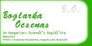 boglarka ocsenas business card